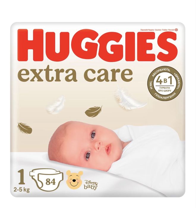 Підгузки Huggies Extra Care розмір 1 (2-5 кг), 84 шт