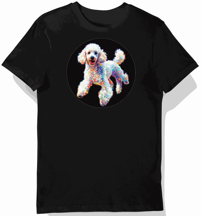 Koszulka męska czarna z motywem białego pudla w ruchu M