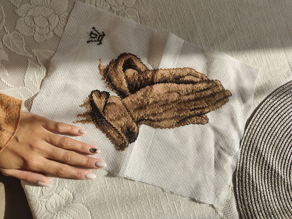 Obraz wyszywany dłonie Jezusa święty obraz vintage