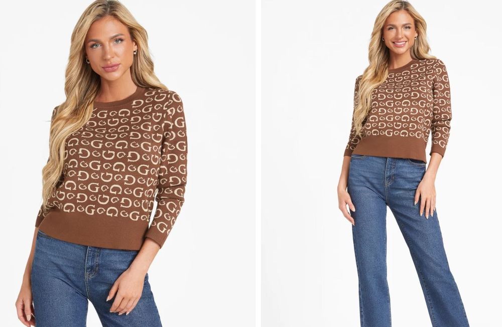 Guess sweter brazowy w logo roz L
