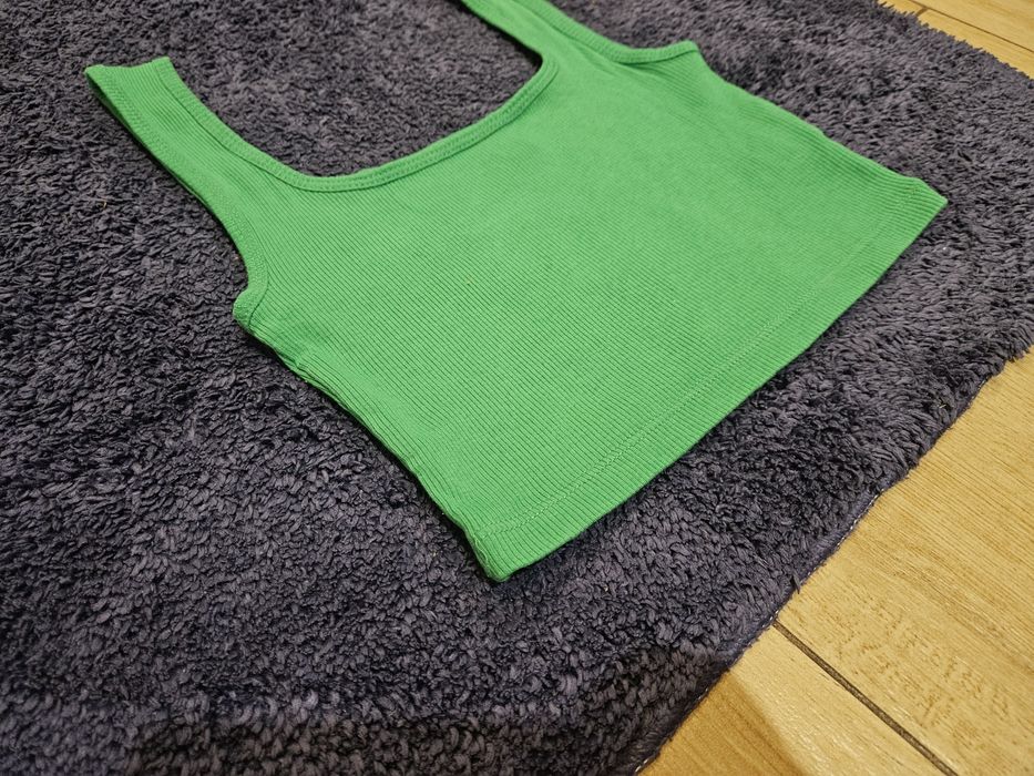 Crop top krótki sinsay zielony prążek letni