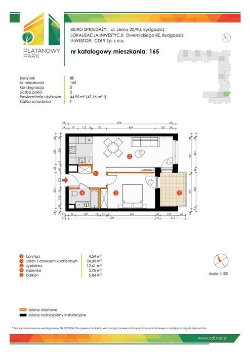 2-pokojowe mieszkanie 44m2 + balkon Bezpośrednio
