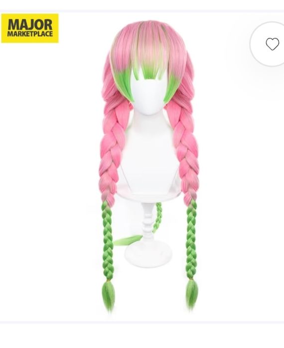 Peruka Anime Cosplay Kanroji Mitsuri Postać Peruka z Darmową Czapką – Zielona