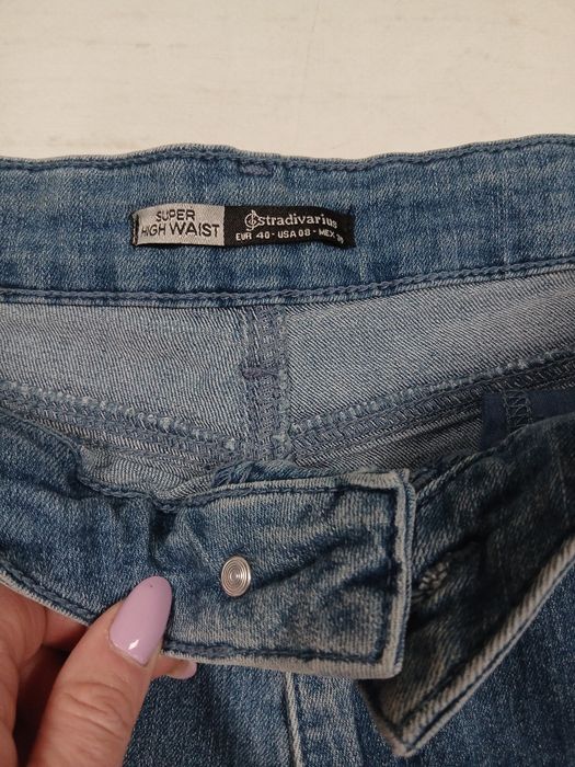 Szorty jeansowe Stradivarius 40 L wysoki stan high waist denim