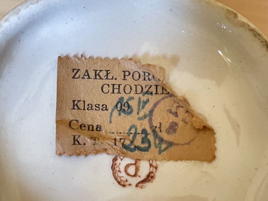 Chodzież zestaw komplet kawa herbata PRL zielony złocenia