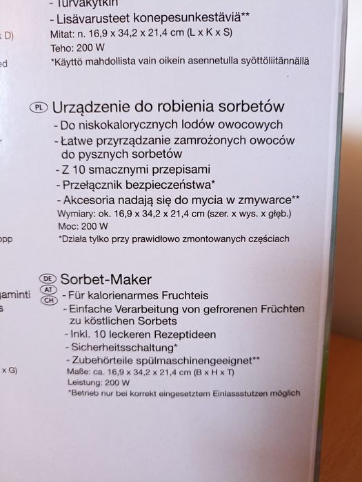 Lidl Silver Crest urządzenie do sorbetów nowe