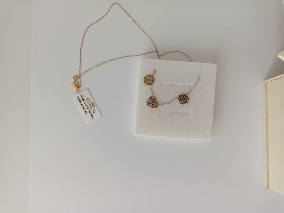 Złoty łańcuszek + 3 zawieszki - NOWY