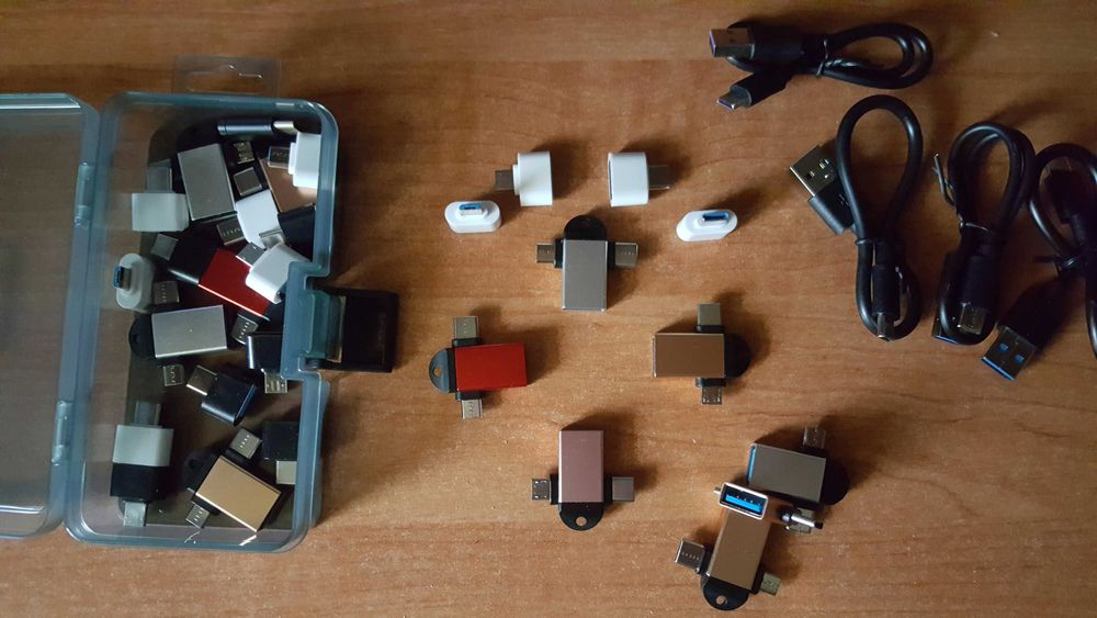 Adapter USB-OTG, USB-C, Micro-USB, do telefonu, krótki kabel USB-C