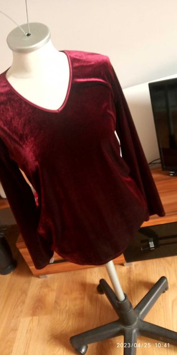 welurowa bluzka bluza sportowa bordo