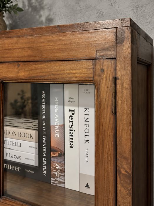 vitrine estante armario movel aparador acacia oriental rustico