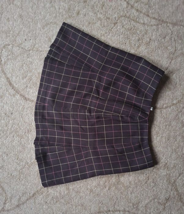 Spódnica brązowa w kratę krata must have krótka