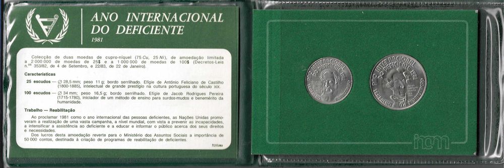 Moedas - Ano Internacional do Deficiente - Carteira