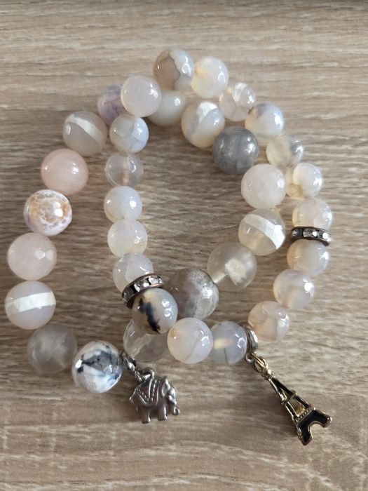 Bransoletka agaty kwarc z charmsem
