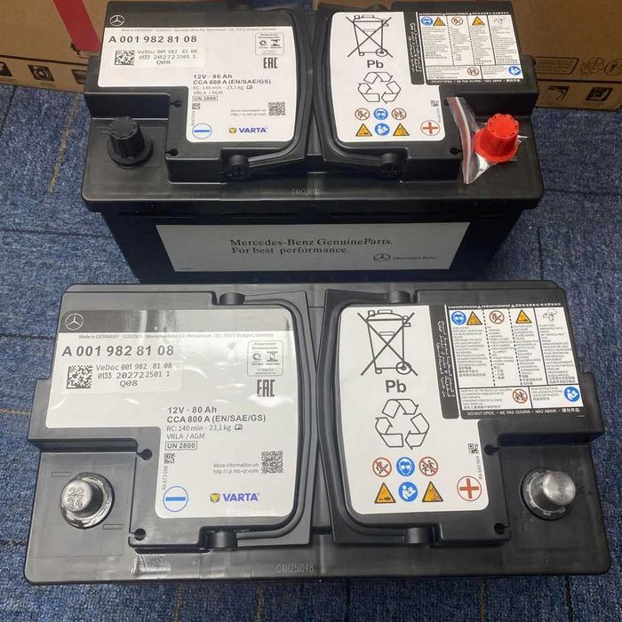 Аккумулятор Mercedes AGM Start-Stop (80Ah, 800A, 12V): A0019828108