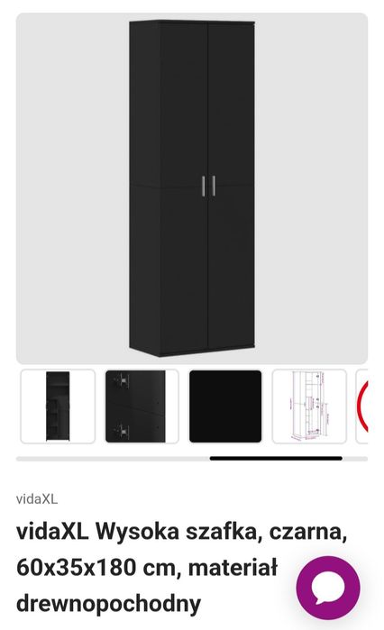Szafa czarna Vidaxl szer 60