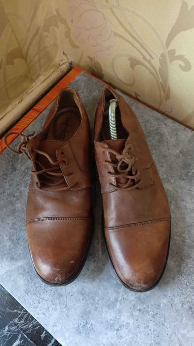 мужские коричневые кожаные туфли оксфорды clarks 44р. 29 см