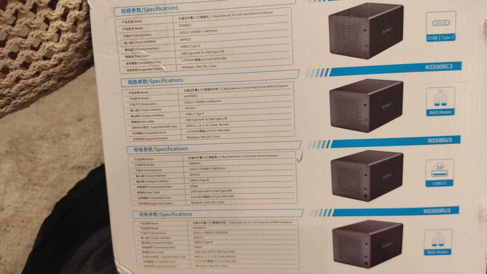 Stacja dokująca Orico 3,5"Sat hdd/ssd 5x obudowa stacja dysków NS500U3