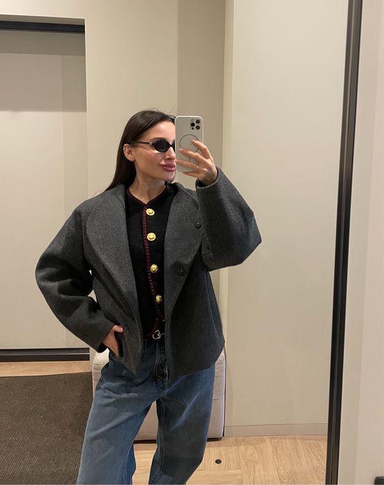 Розкішний твідовий жакет S стиль sandro