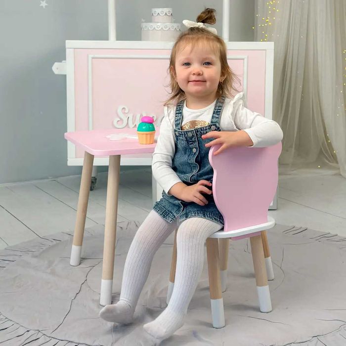 Стіл прямий 46х60х45 і стілець медведика 26.5х26х25 столик та стільчик