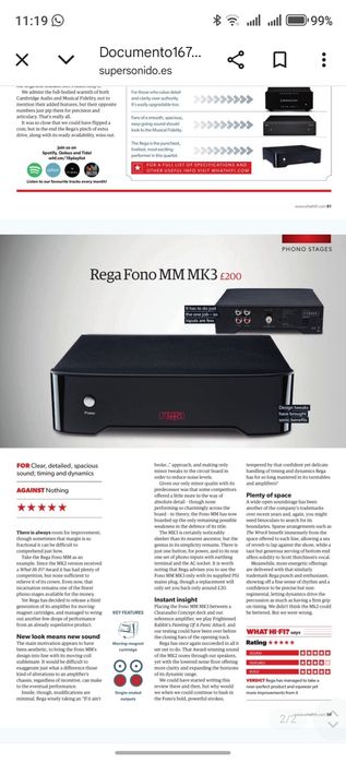Pré-amplificador de phono Rega Fono MM MK3