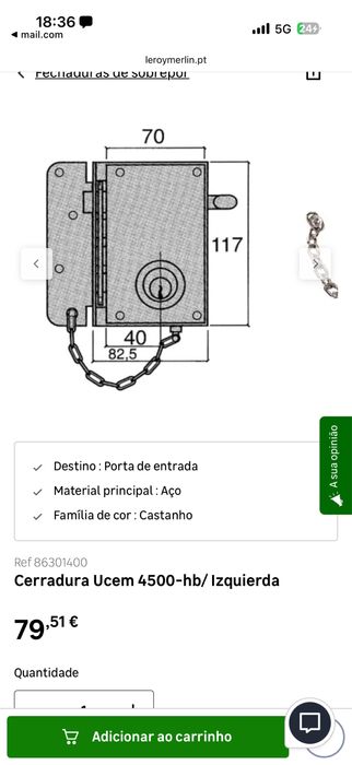 Fechadura Ucem 4500-hb/mão esquerda