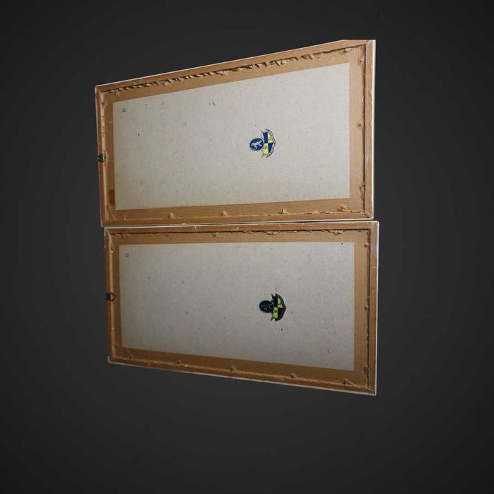 Dwa obrazki ptaki ramka drewno szkło  B41/102689