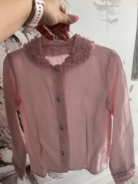Daga bluzka elegancka różowa rozm. 104
