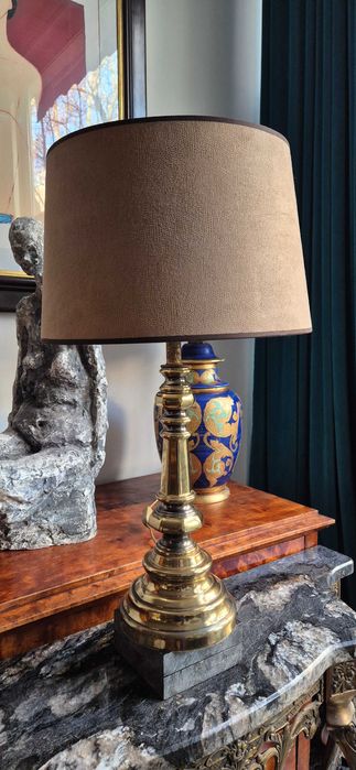 Mosiężna lampa hollywood regency mid century design antyk modern chic