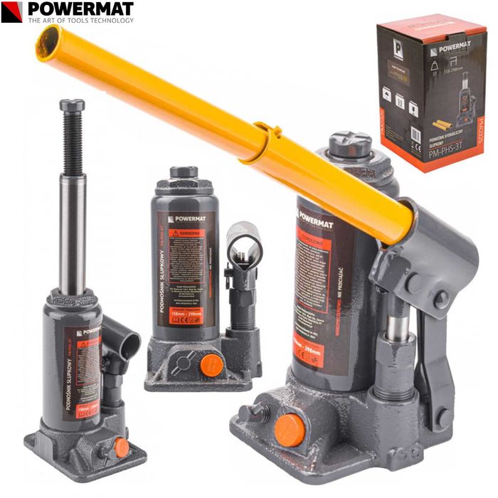 POWERMAT Podnośnik Hydrauliczny Słupkowy Lewarek 3t 298mm PM-PHS-3T