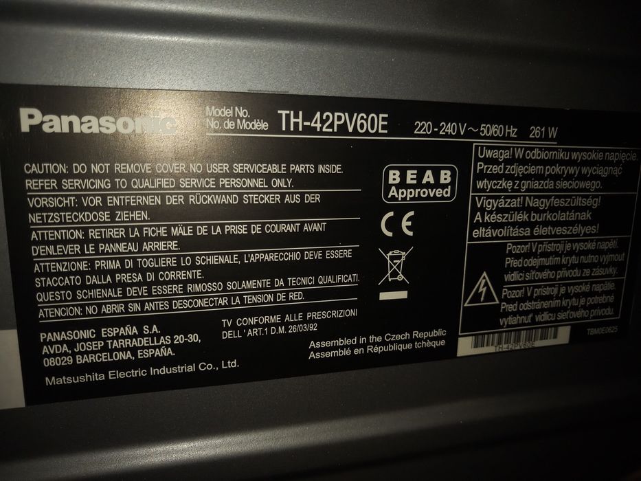 Telewizor Panasonic Viera TH42Pv60e sprawny brak pilota