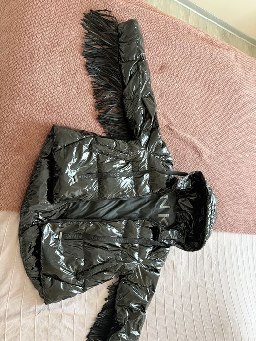 Kurtka zimowa PINKO GLOSSY z frędzlami S