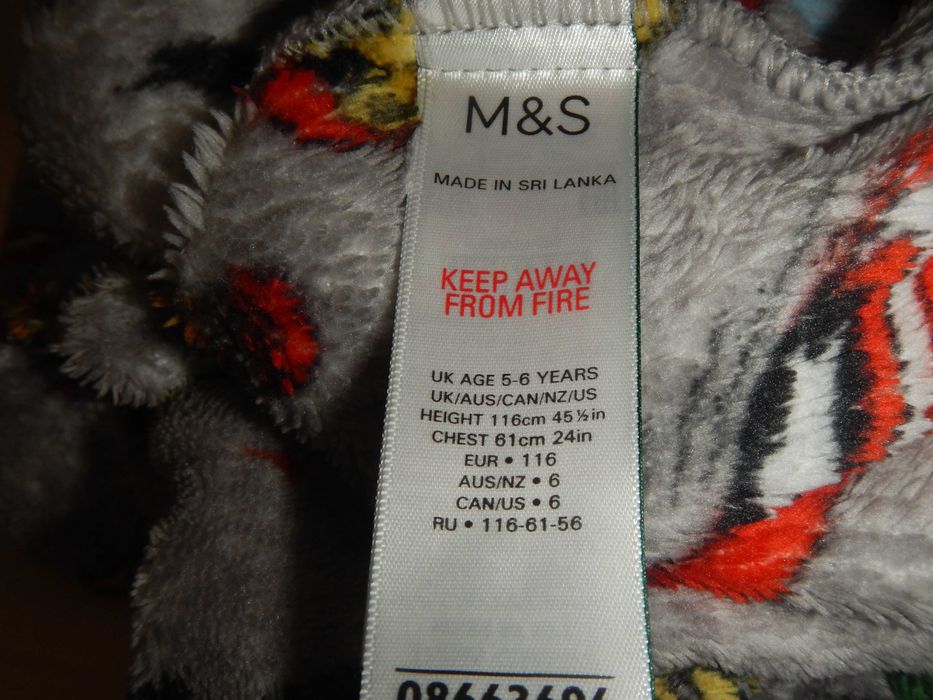 Флісовий сліп ромпер піжама marks & spencer p.110-116см(5-6років)