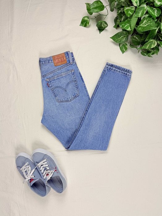 Jeansy damskie Levi's 501 s skinny S/M z wysokim stanem wiosenne denim