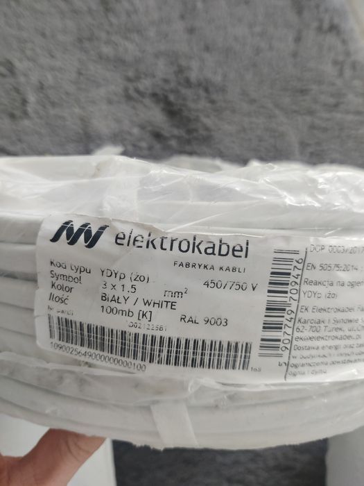 Kabel elektryczny YDYp (żo) 3x1,5 mm² – 28 m – NOWY