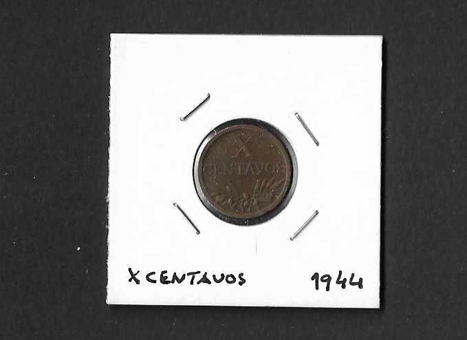 Moeda circulada X Centavos. Portugal 1944