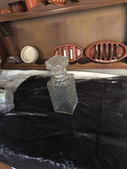 Conjunto de jarro e copos + copos de brandy e garrafa cristal d’arques