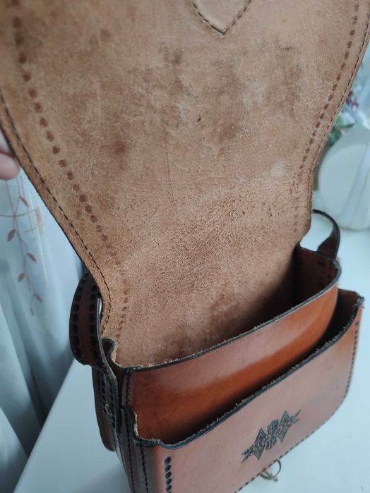 Автентична шкіряна сумка ручної роботи з тисненням (Етно-стиль)