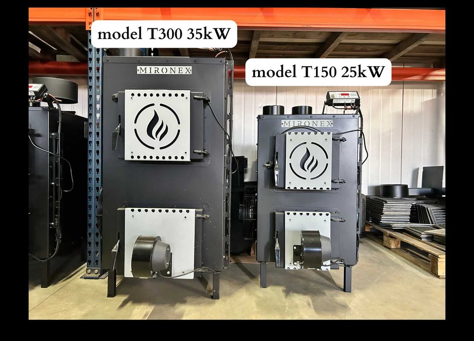 Piec nadmuchowy  25kW – mocny piec z okładziną szamotową , do 200m2