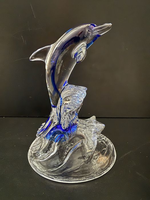 Estatueta de golfinho em vidro Murano