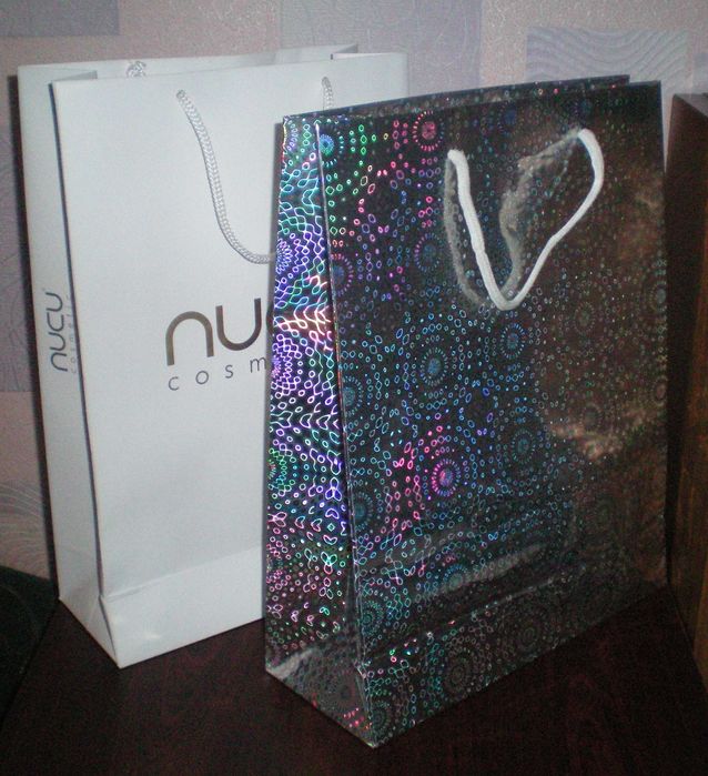 Пакет подарочный голографический блестящий для косметики бутылки кулёк