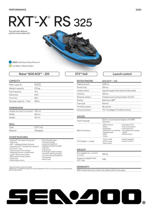 Skuter wodny Sea Doo RXT X RS 325 Audio Model 2026
