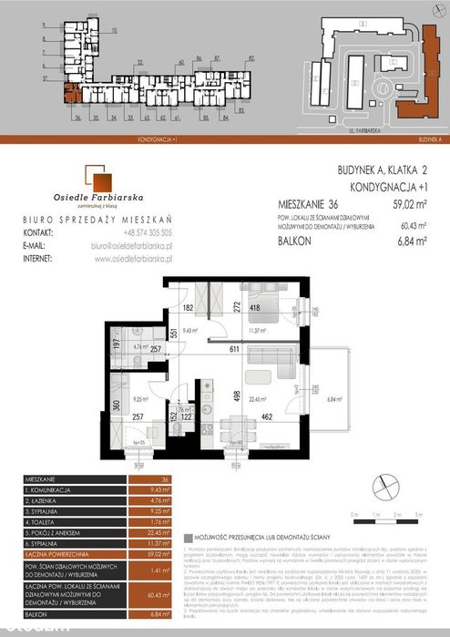 3-pokojowe mieszkanie 59m2 + balkon Bezpośrednio
