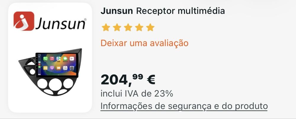 Rádio Multimédia Junsun para Ford Focus MK1 (1998-2004)