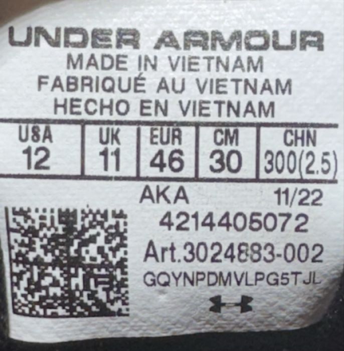 Оригінальні кросівки Under Armour. Розмір 46(30 см)