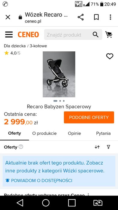 Wózek trzykołowy BABYZEN RECARO-4W1, stan bdb + dodatki.
