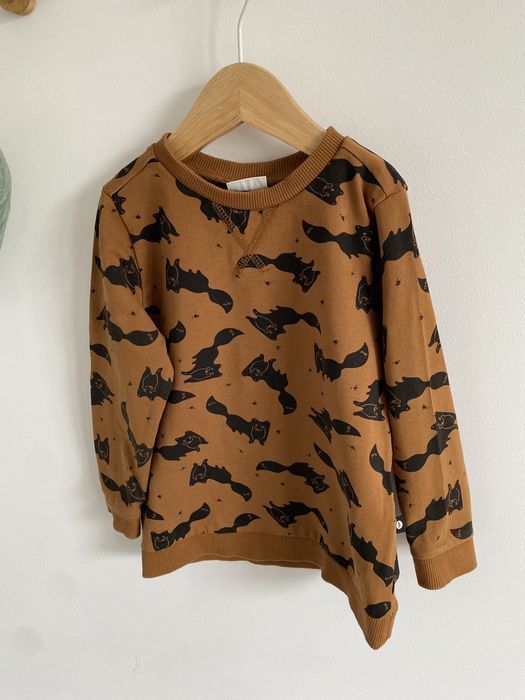 Bluza Pompdelux 98 beżowa musztardowa  w lisy czarne