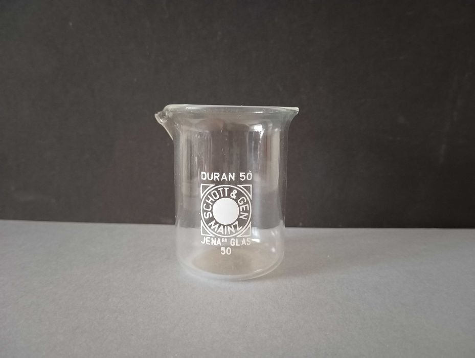 3 Copos de vidro térmico de laboratório da década de 70