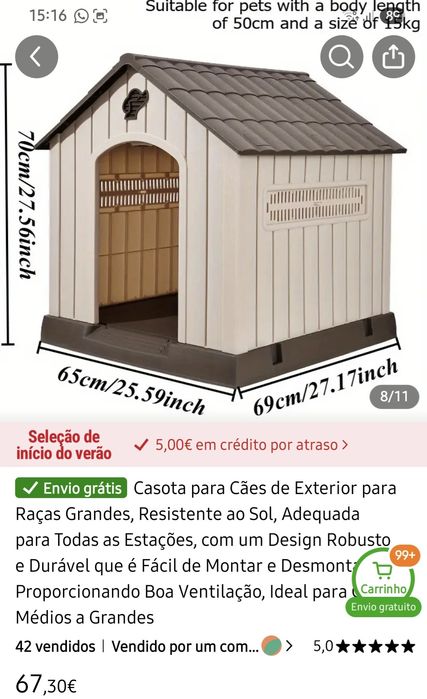 Casota para cães de exterior