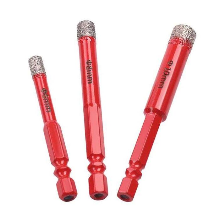 WIERTŁA Do Gresu Płytek Fliz 6 8 10mm DIAMENTOWE Zestaw 3szt Otwornice