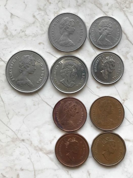 Монети США, Канада 1, 5, 10, 25 1950, 1964, 1966, 1969, 1971